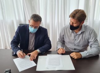 Larrarte y Bértoli firmaron un convenio para que el BECARIO funcione en la Sala San Martín